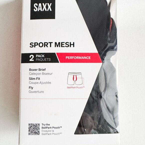 SAXX Sport Mesh 2Pack Boxer Brief Slim Fit Black and Grey XXL - Picture 2 of 4
